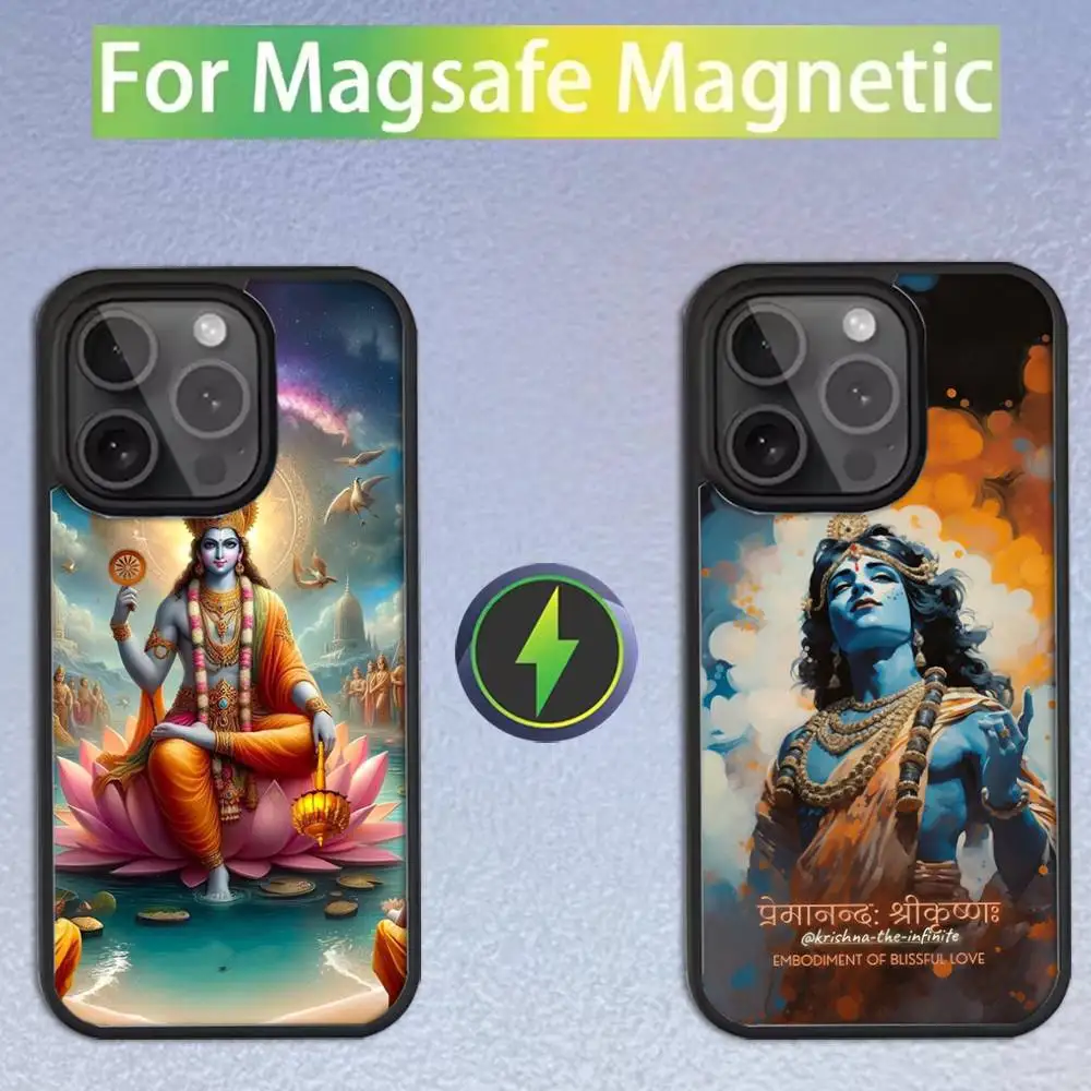 

Vishnu Hare Krishna Phone Case For iPhone 16,15,14,13,12,11,Pro,Max,Plus,Mini,SE Magsafe Magnetic Wireless Charging