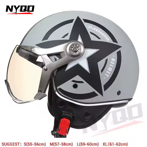 Retro Men Women Motorcycle Helmet Jet Casco Moto 3/4 Half Open Face Helmet with Visor Rider Chopper Capacete DOT Four Seasons