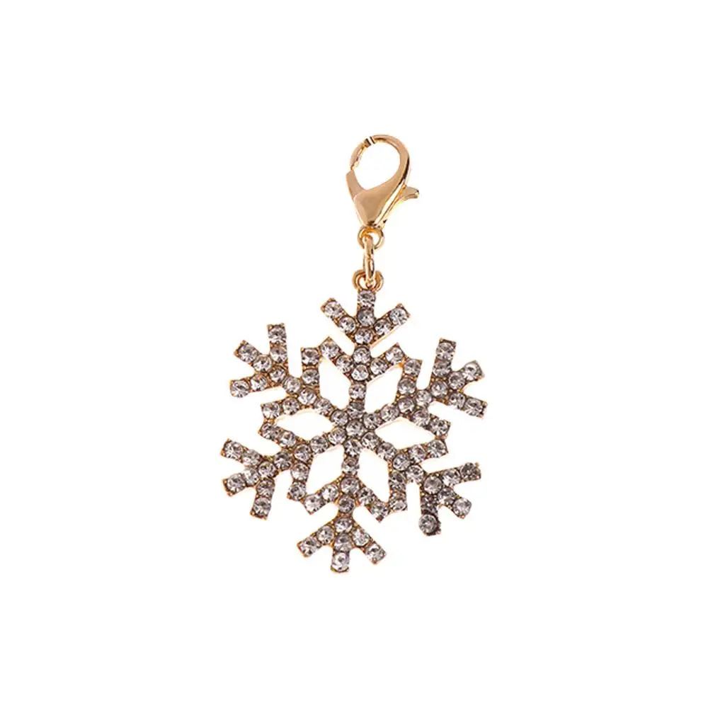 Fashion Removable Christmas Gift for Woman Ladies Crystal Jewelry Key Ring Snowflake Keychain Pendant