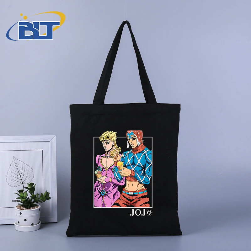 Jojo Bizarre Adventure bolsa de compras de lona con estampado de anime, bolso de mano de gran capacidad, bolso escolar para estudiantes