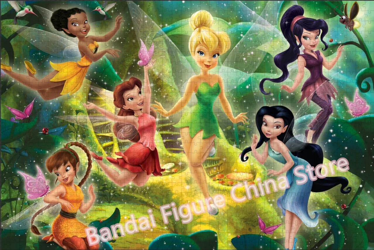 Disney Fairy Tinker Bell Puzzles pour enfants, 300 pièces, 500/1000 pièces, Neverland Adventure, films de dessin animé, puzzle imprimé, jouets de jeu