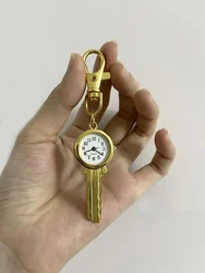 Vintage Small Keychain Design Quartz Pocket Watch for Men Women Music Guitar Fob Clip Keyring Gold Clock for Collection Gift