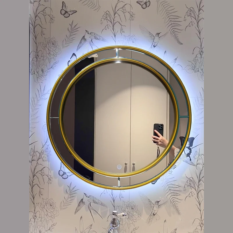 Circular Round Mirror Wall Decoration Modern Girls Small Bedroom Bathroom Mirror Funky Luxury Espelhos Living Room Decorations