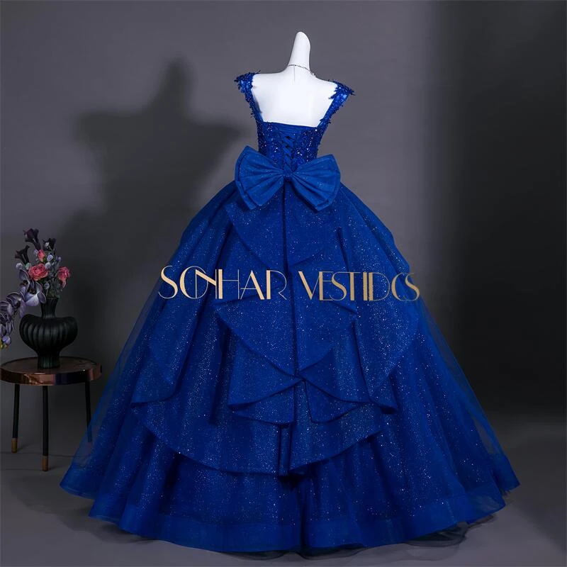 Sonhar Vestidos Royal Blue Party Dress 15 Quinceanera Dresses Shiny Prom Gown Birthday Party Ball Gown Customized Dress For Girl - view 3