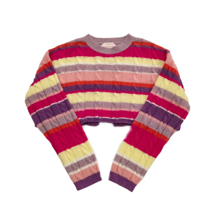 

Striped Knitted Long Sve Overhead Particle Top Spring 2023 Regular Fit Wool Blend Commute Sle QHTGP23SS