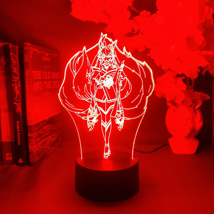 League of Legends LOL Hall of Fame Faker League Immortal Ahri 3D Illusion Lamp Cool Things to Room Decor 7 Color Changing Light