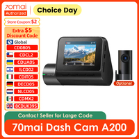 70mai Dash Cam A200 Gobal Dual-channel Record 1080P HDR 2'' IPS Screen 24H Parking Monitor 70mai Car DVR A200 WIFI APP 130° FOV