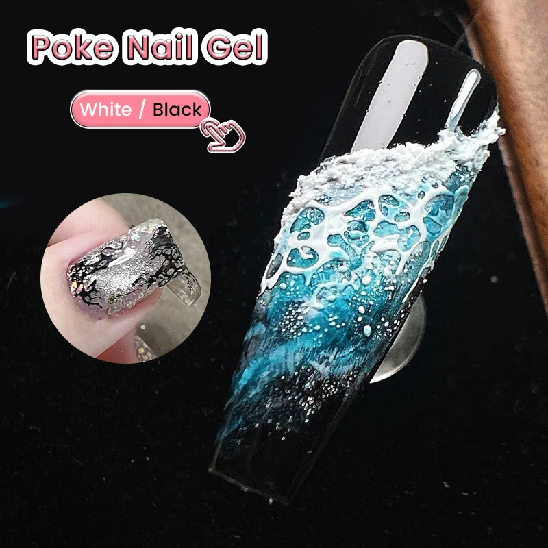 LILYCUTE 8 مللي فقاعة المحيط موجة مسمار الفن الغراء أبيض أسود مسمار كزة جوفاء اللوحة مسمار الفن النحت هلام نقع قبالة الأشعة فوق البنفسجية الورنيش #5