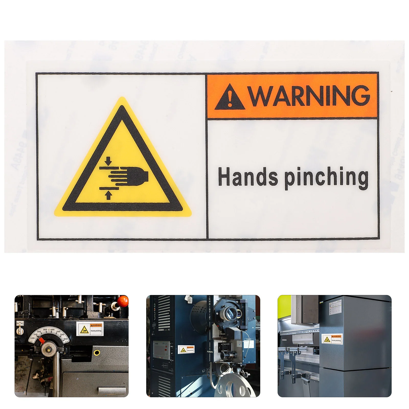 4 Pcs Stickers Warning Sign Machinery Equipment Hand 14X75X02CM Hands Injury Safety