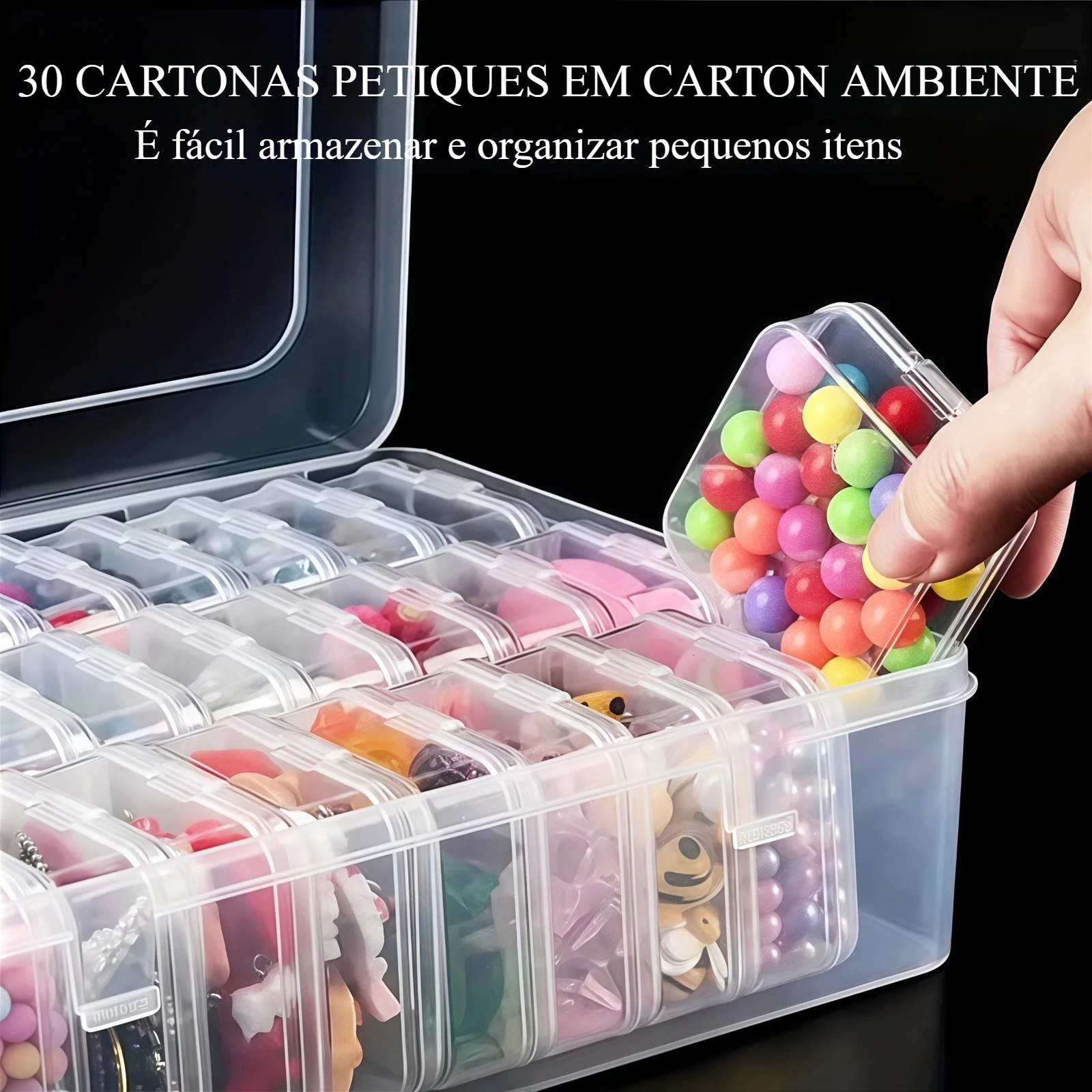 31-Pack Stackable Clear Storage Boxes - 30 Small + 1 Large Plastic Organizer with Lids, for Beads, Earrings & Craft Supplies