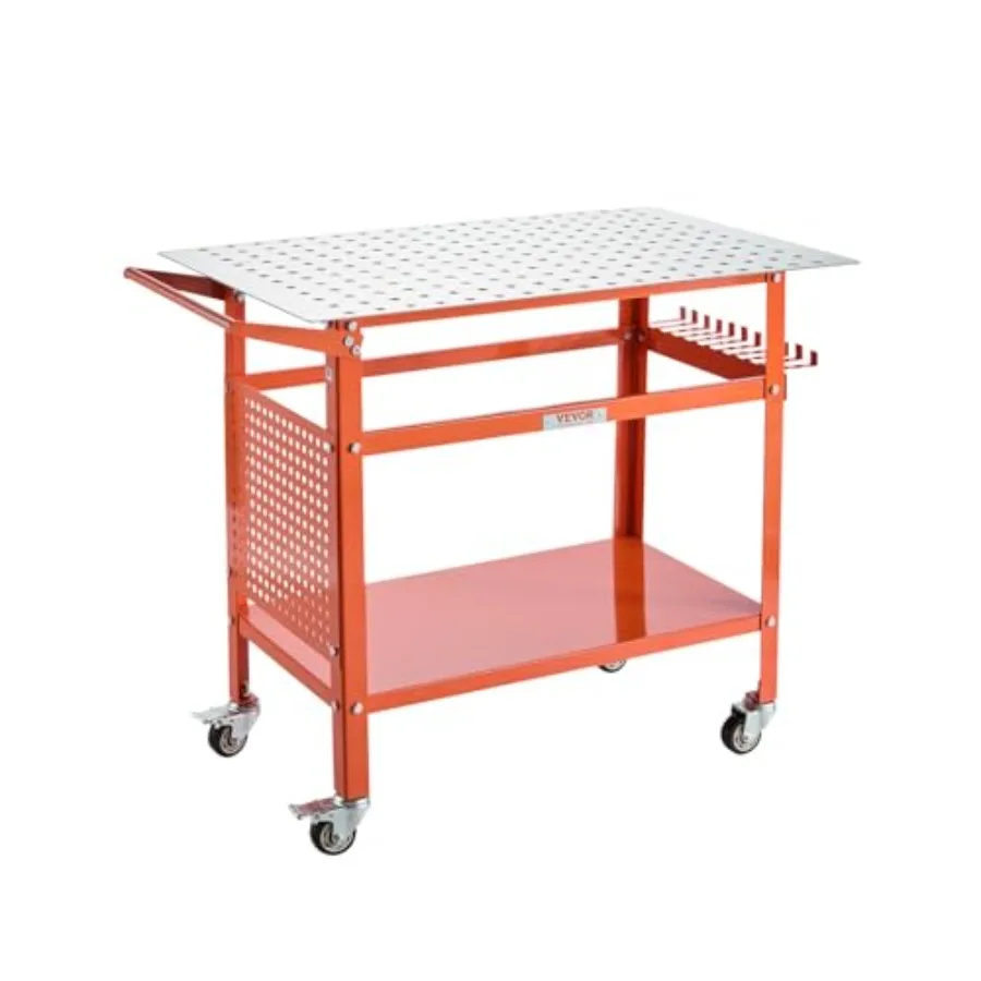 

Welding Table, 40" x 24" Welding Workbench Table with 800LBS Static Weight Capacity, Movable Steel Work Bench with 4 Wheels 2 w