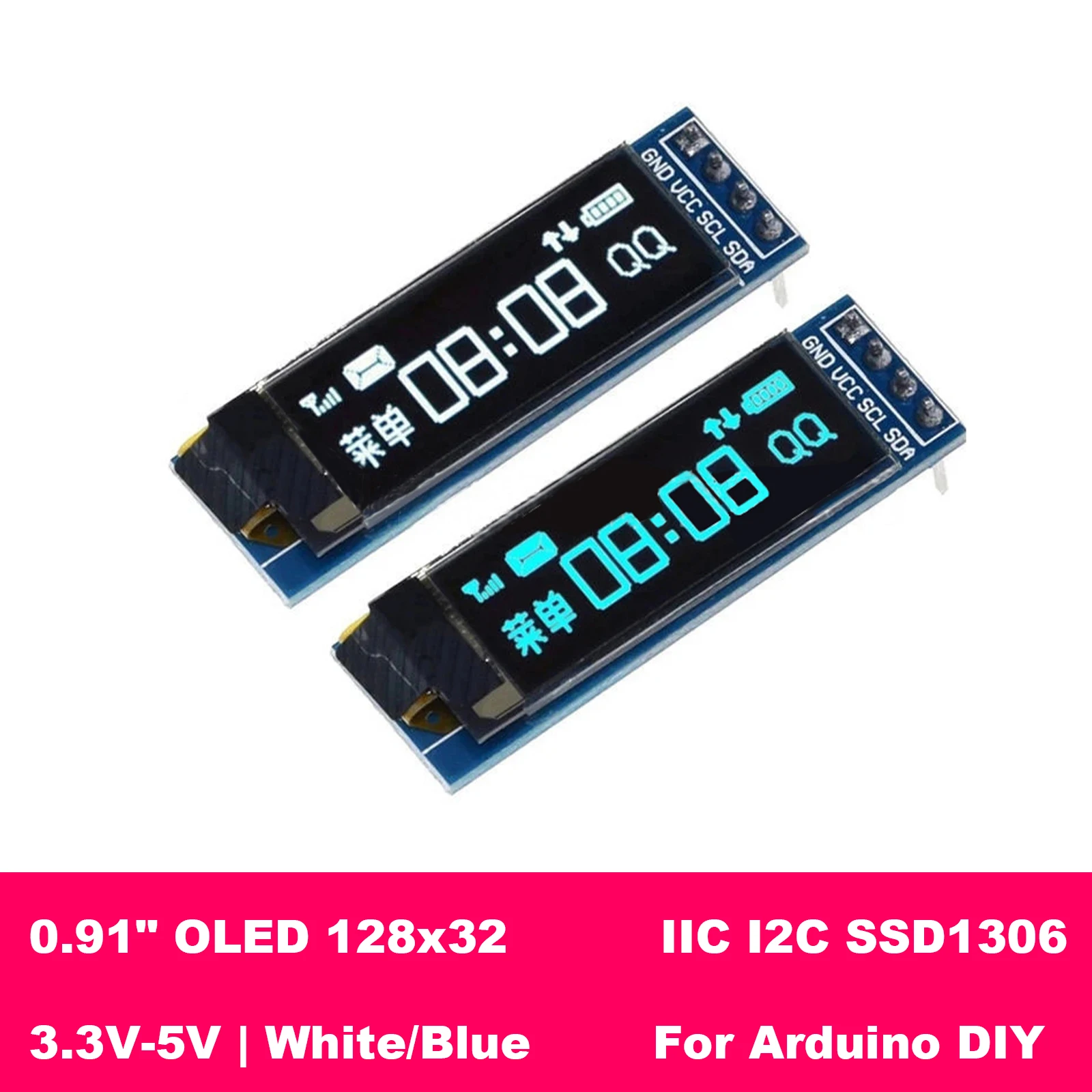 0.91 Inch 0.96 Inch OLED Display Module I2C SSD1306 SSD1315 128x32 128x64 for Arduino ESP32 Raspberry Pi DIY 3.3V 5V — product photo 1 of 1