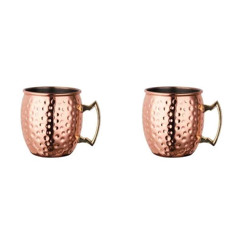 T21C 2X Moscow Mule Cup Stainless Steel Cocktail Mug Beer Cup Copper Plating Hammer Point
