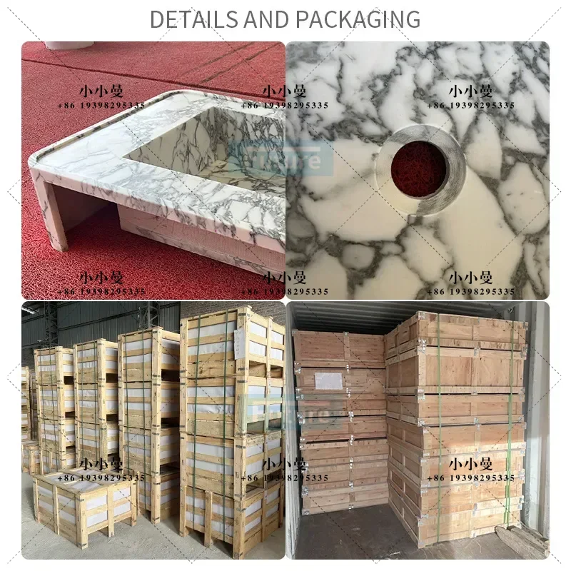 Natural Marble Large Flower White Wash Basin Short Integrated Molding Single Plate Single Hole Washing Plate Wholesale