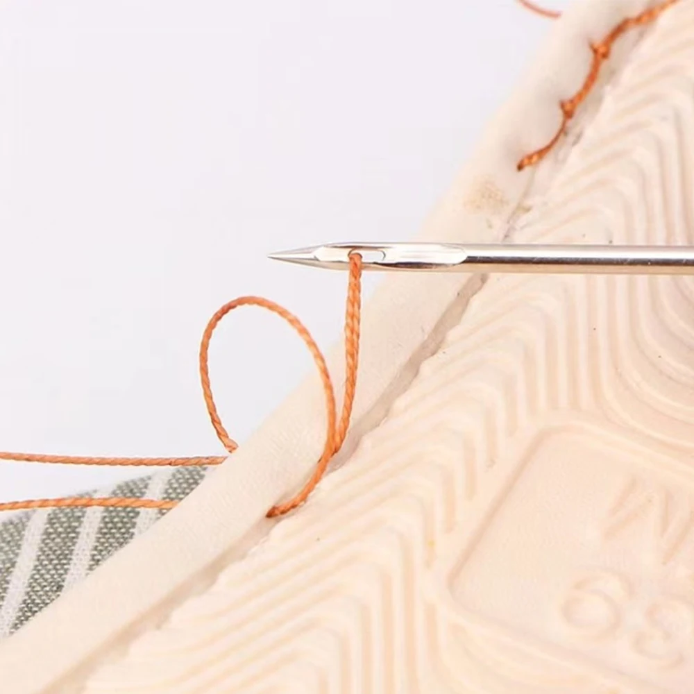 DIY Leder Nähset Leder Nähen Ahle Nadel mit Kupfer Griff Set Leder Leinwand Zelt Schuhe Reparatur Werkzeug 3-farbiges Faden – Detail 8