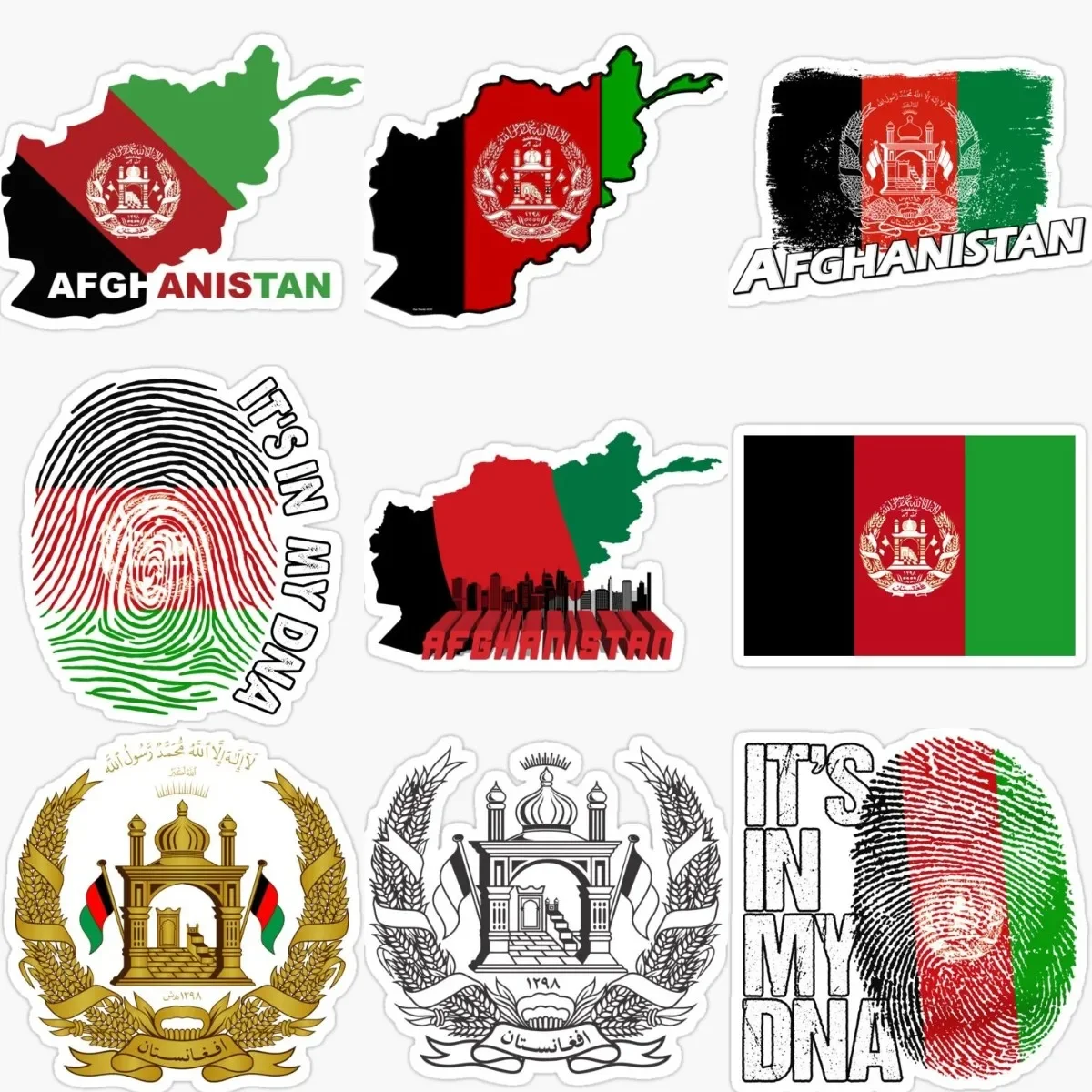 

Afghanistan Map Flag National Emblem PVC Sticker for Decorate Wall Room Laptop Car Bicycle Van Helmet Table Motorcycle Off-road