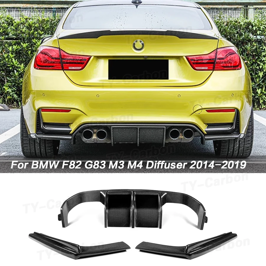 

Задний диффузор, бампер для спойлера ДЛЯ BMW F80 M3 F82 F83 M4 2014 - 2019 Sedan Coupe Bodykit из углеродного волокна/ABS