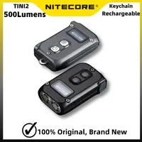 NITECORE TINI2 Mini EDC Flashlight 500Lumens ype-C Rechargeable Intelligent Keychain Light With OLED Display