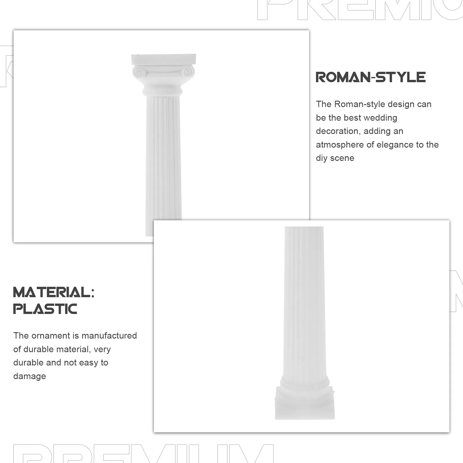 6Pcs Decorative Roman Pillars Plastic Mini Column for Garden Yard Outdoor Decor Photography Prop Desk Decoration Party Roman