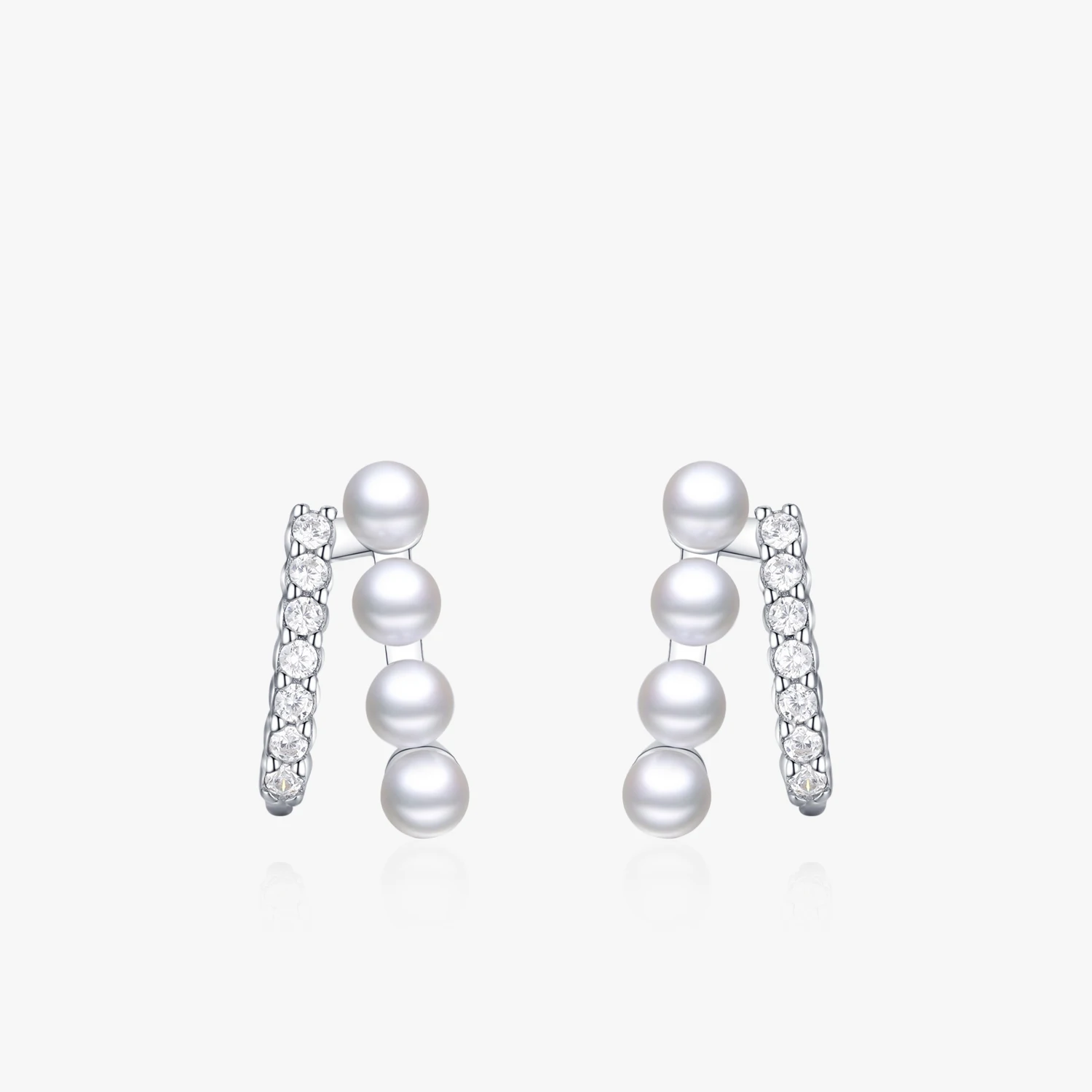

Authentic 925 Sterling Silver Fashion Elegant Geometric Pearl Earrings for Women Classic Wedding Statement Jewelry