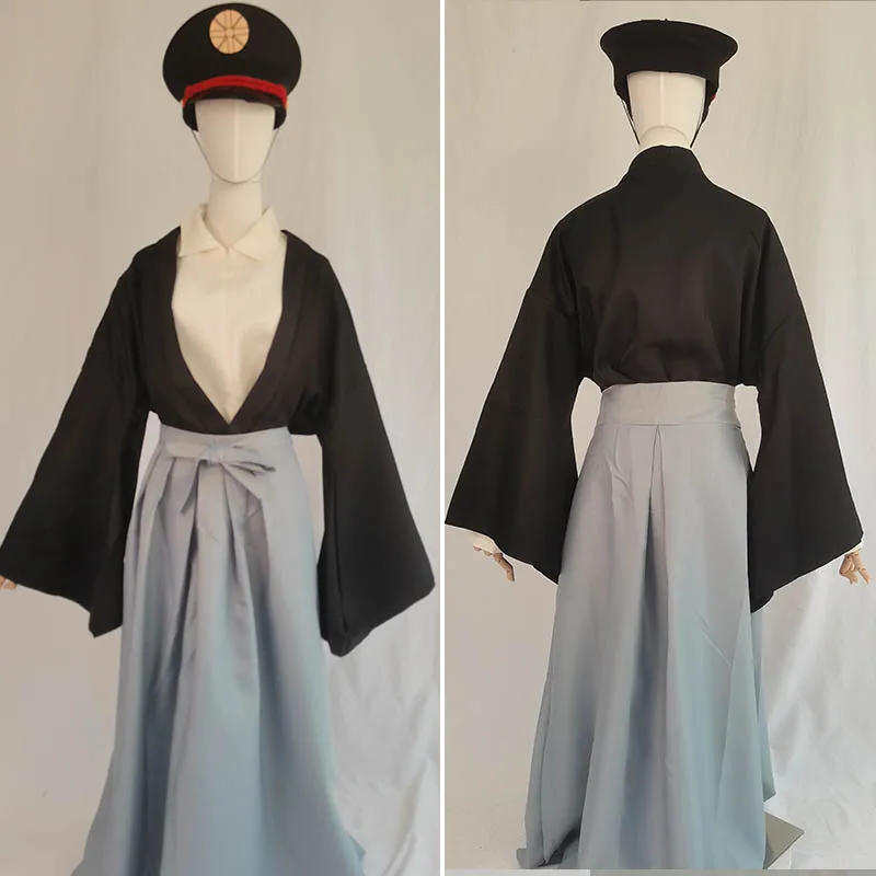 Tsukasa Yugi Cosplay Costume with Kimono Hat Big Size Yashiro Nene Yugi Tsukasa Outfits with Grey Hakama for Anime Comicr Con