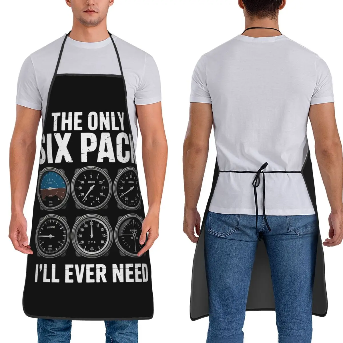 Pilot Top Airplane Six Pack Flight Instruments Apron Chef Baking Tablier Bib Kitchen Cleaning Pinafore for Women Men Painting