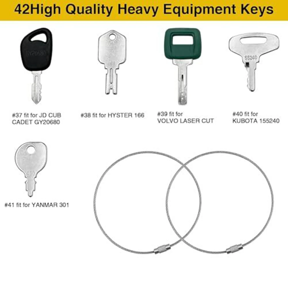 42 Keys Heavy Equipment Construction Ignition Key For Cat For Caterpillar For Hyster For Kubota For Yanmar For Daewoo