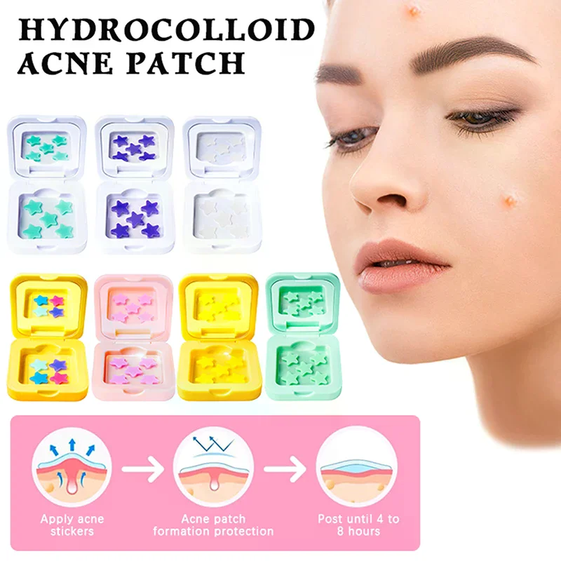 1 scatola di cerotti idrocolloidali per l'acne, riparazione dello sbiadimento, adesivi invisibili per la rimozione dell'acne, correttore, strumento per il trucco, stella con specchio