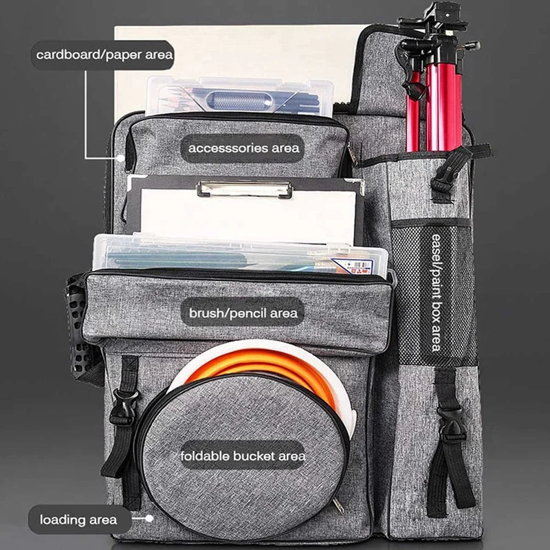 2X Art Portfolio Case,4K Canvas Artist Backpack Waterproof Art Carrying Bag Tote For Drawing Board Sketching Tools