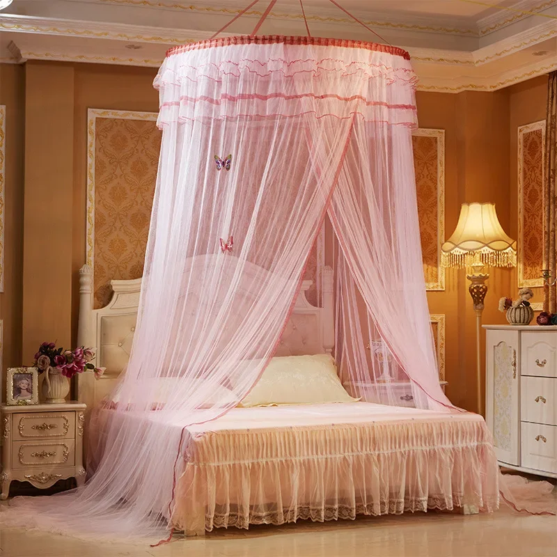 DurableHanging Mosquito Nets Heightened Encrypted Ceiling Lace Princess Dome Floor Mosquito Net Princess Dream