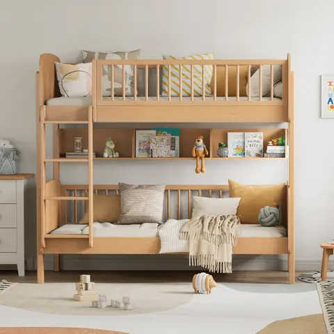 All Solid Wood Modern Multifunctional Kids Students School Dormitory Home Apartment Furniture Matilda Single Bunk Bed