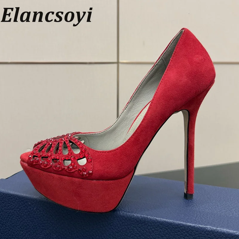 Women's shallow high-heeled with satin rhinestone decoration fish mouth high-heeled shoes sexy nightclub slim high-heeled shoes