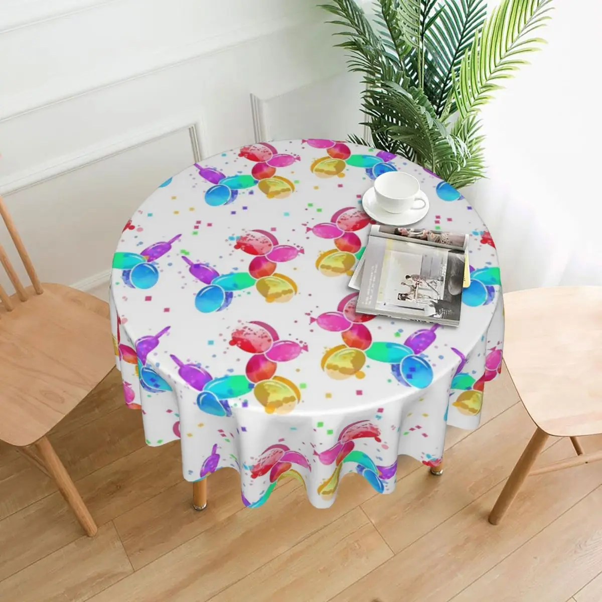 Balloon Dog Tablecloth Candy Colors Funny Round Table Cloth For Home Picnic Events Party Table Cover Cheap Table Decoration