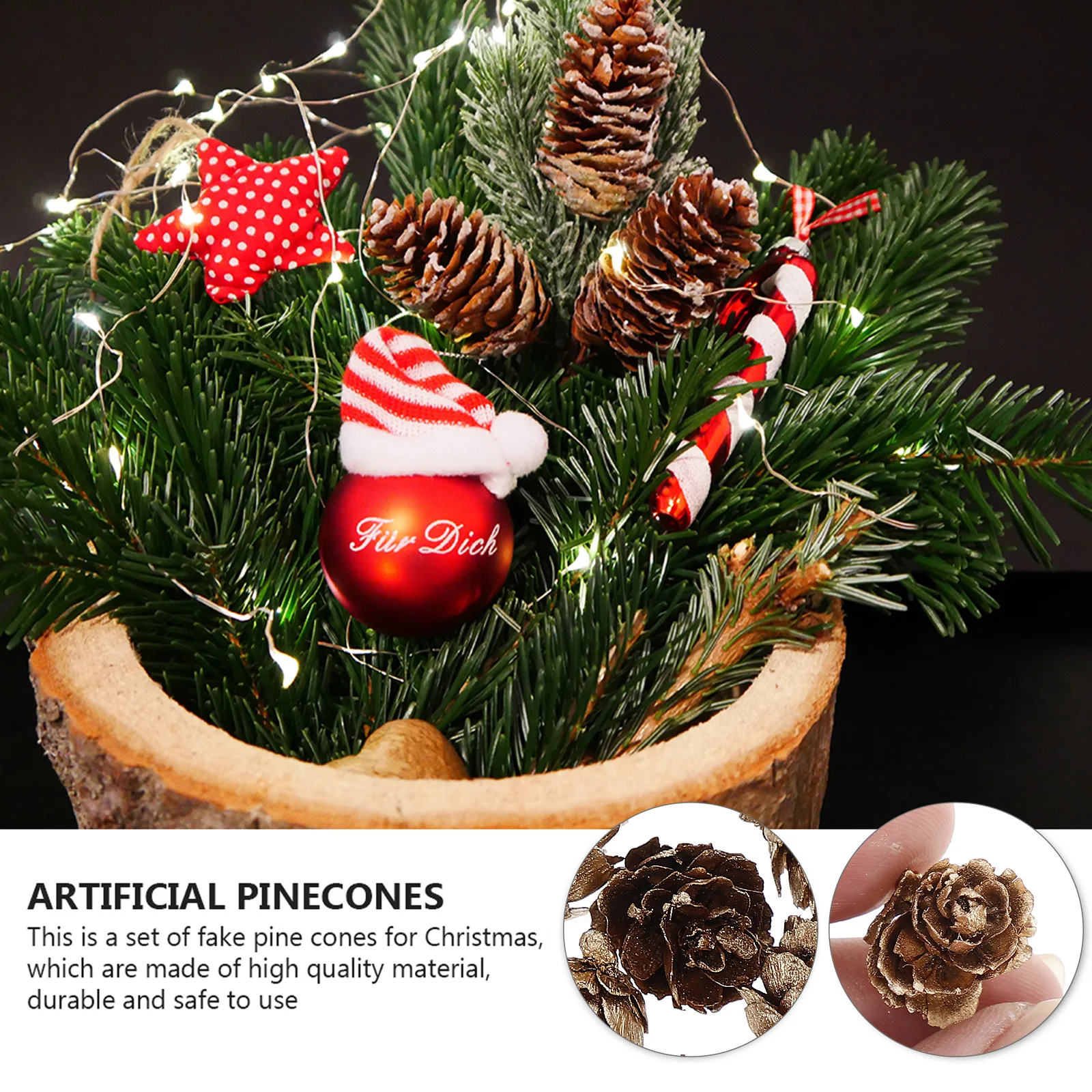 

1Set Christmas Decorative Fake Pinecone Set Artificial Dried Natural Pine Cone Craft Supplies DIY Accessories Fake Pine Cone