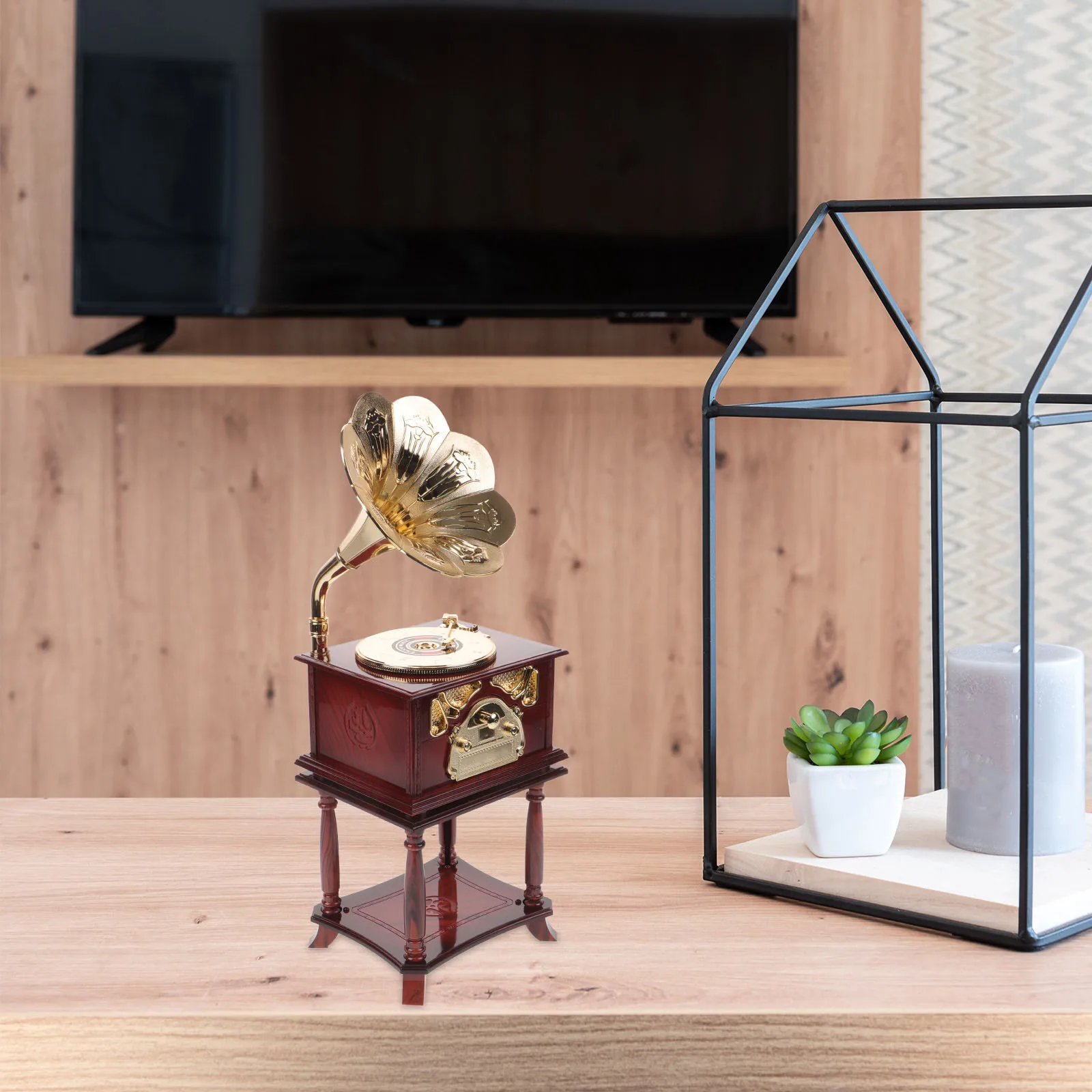 

Vintage Gramophone Desktop Decor Imitation Gramophone Music Box Decor Phonograph Home Decoration Music Box Gift