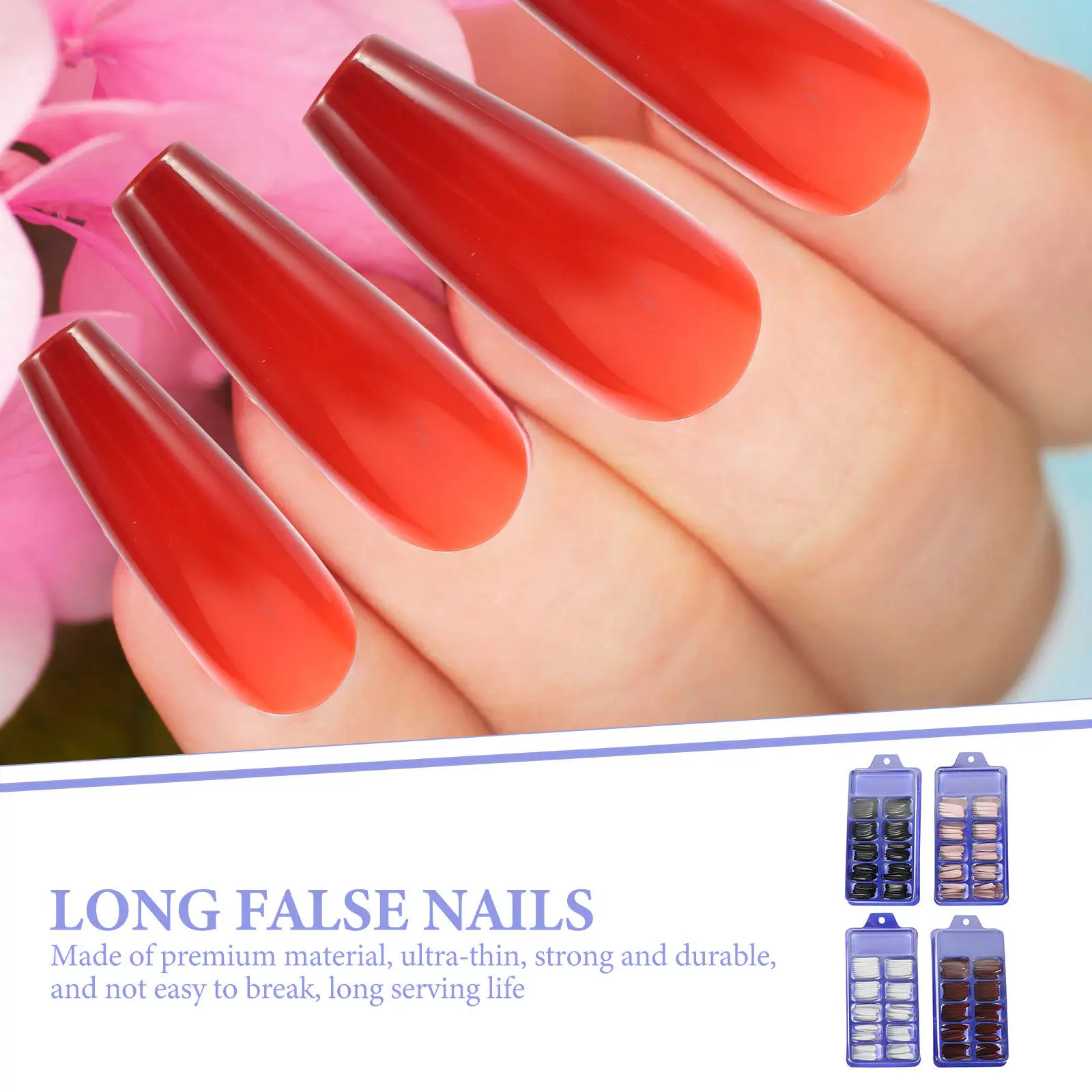 

400Pcs Women False Nails Full Cover Long Fake Nail Tips Premium Strong Flexible Artificial Nails for Professional Salon Or DIY