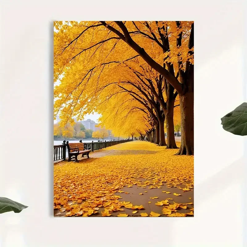 Charming Autumn Yellow Leaves, All Things Art, Home Wall Murals, Suitable For Living Room, Bedroom, Dining Room,No Frame