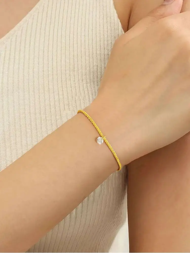 Elegantes Mode-Armband mit 0,5 Karat Brillant-Rund-Moissanit-Diamanten für Damen, Verlobung, Hochzeit, Luxus-Schmuck – Detail 6