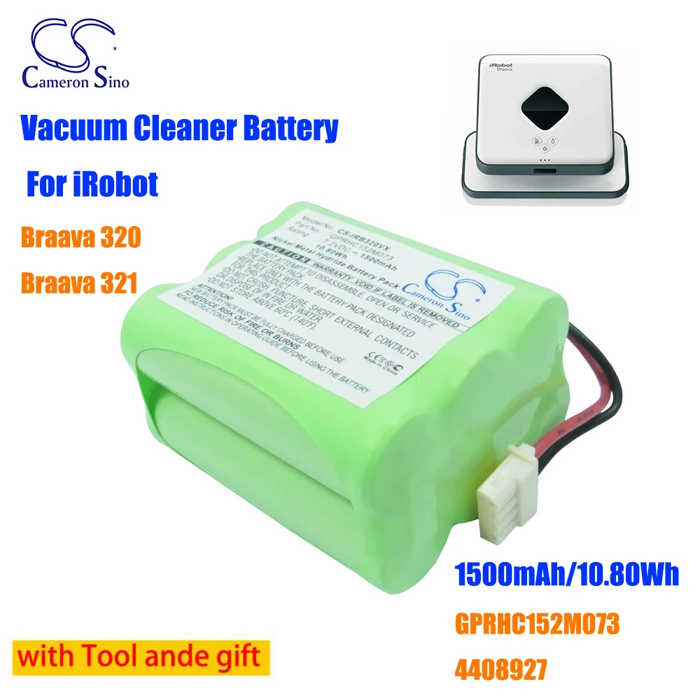 

CS GPRHC152M073 1500mAh Battery For iRobot Braava 320 Braava 321 4408927 Ni-MH 7.2V 10.80Wh