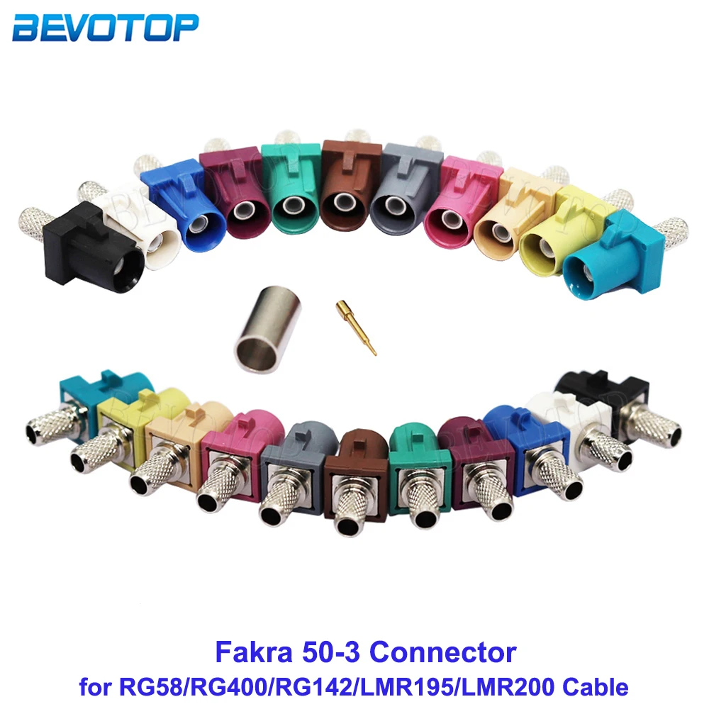 1Pcs Fakra Code A/B/C/D/E/F/G/H/I/K/Z Male Plug Connector crimping 50-3 for RG58/RG400/RG142/LMR195/LMR200 RF Coaxial Cable