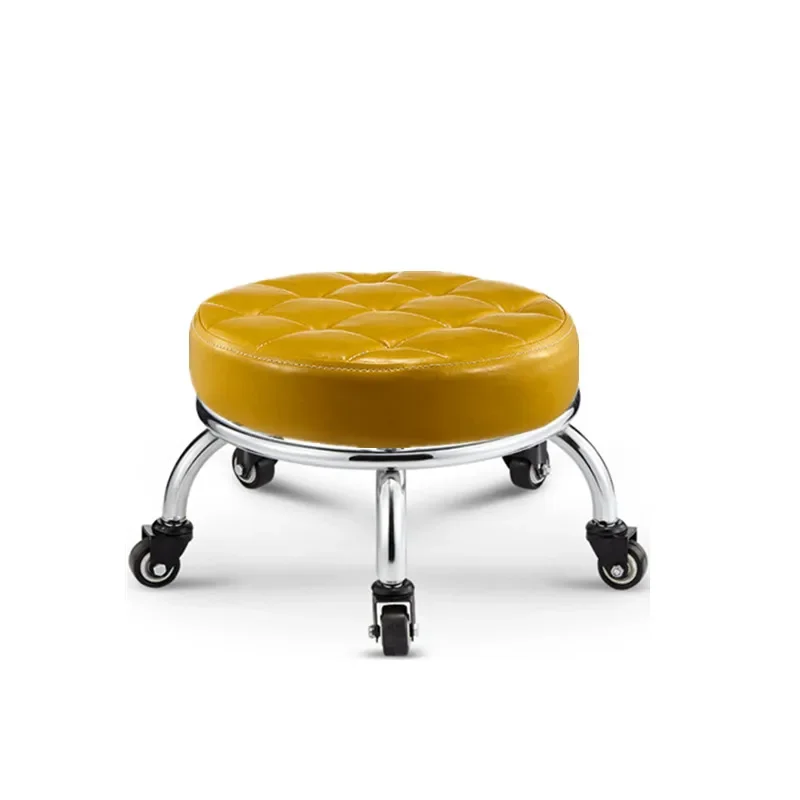 Small Stool Household Pulley Low  Soft Seats Living Room Chair Pedicure Manicure round  Bearing Wheel Sliding