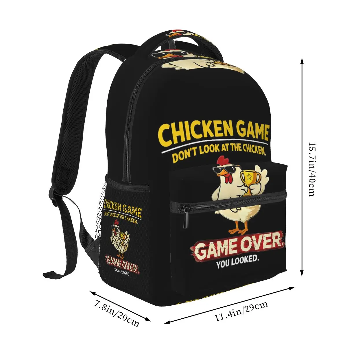 Chicken Game Don't Look At The Chicken Backpack Student Boys Girls BookBag Children School Bag Laptop Shoulder Bag for Men Women