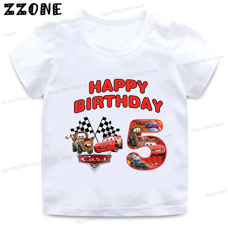 Car Pixar Lightning McQueen Print Kids T shirt 1 2 3 4 5 6 7 8 9 Years Birthday Cartoon Boys Girls Clothes Baby Children T-Shirt