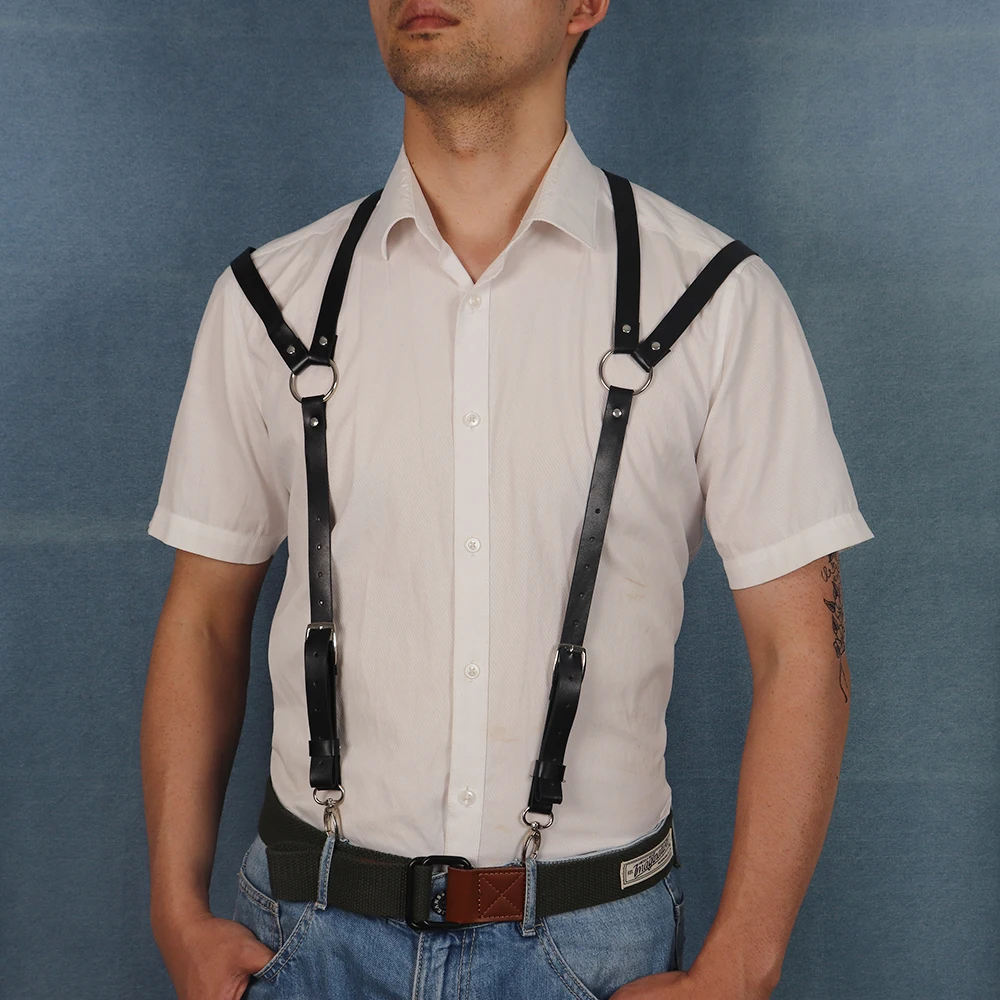 Men's Bib Suspenders Men's Gentleman's Bib Clip Hook Shoulder Casual Shirt Baita Harness