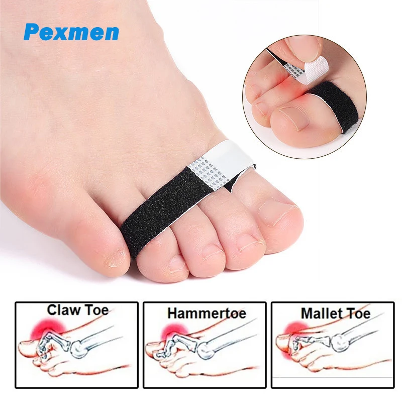 Pexmen 1/2/5/10Pcs Hammer Toe Straightener for Toe Corrector Splints Toe Cushioned Bandages for Bent Curled Broken Crooked Toes