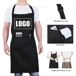 Custom LOGO Embroidery Print Waterproof Woman Men Kitchen Chef Work Grill Restaurant BarShop Cafes Beauty Nails Studios Apron