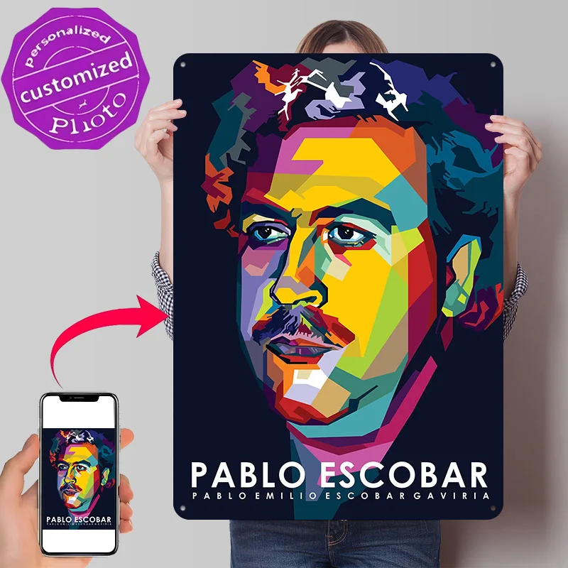Pablo Escobar 3D Texture Printed Poster Custom Vintage Metal Tin Plate Sign for Wall Art Office Decor Room Decorating Interior