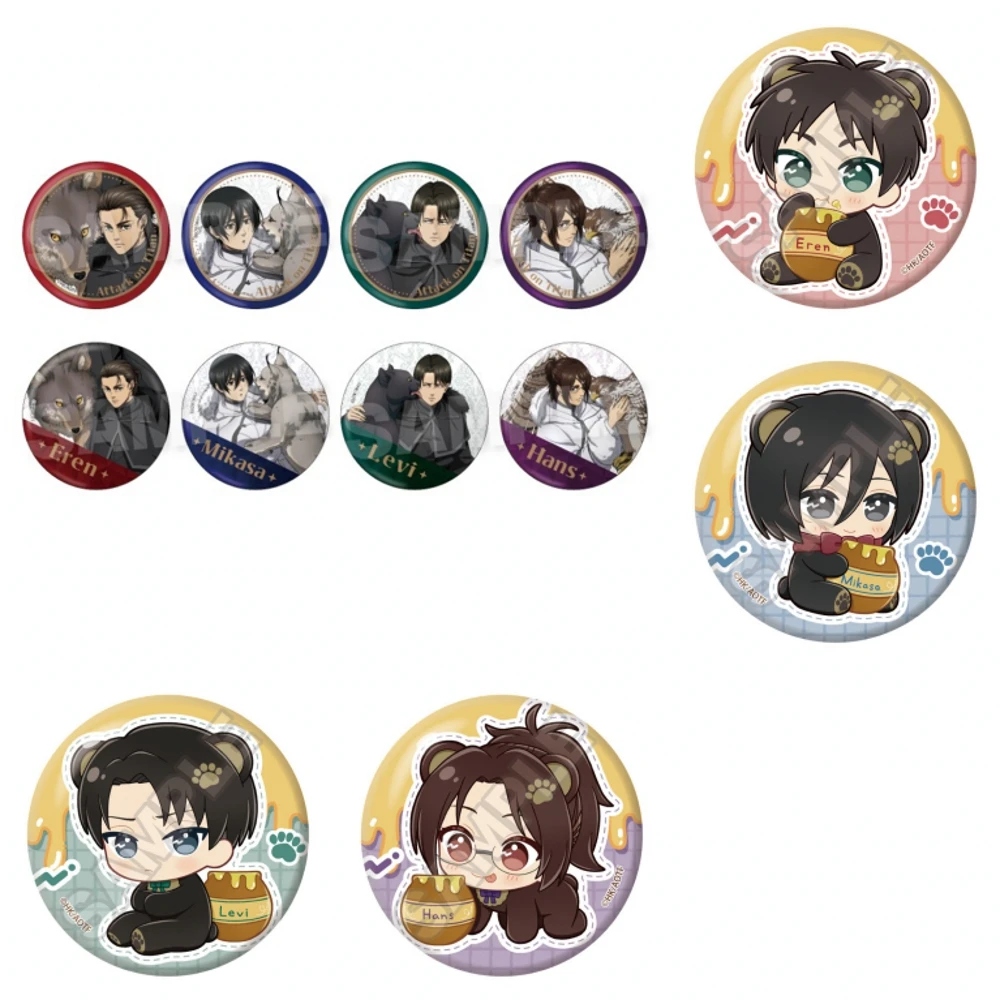 58mm Anime Attack on Titan Eren Jaeger Hans Zoe Mikasa Ackerman Cosplay COSTUME Badge Pin SPTE Tinplate Brooch﻿ Prop Xmas Gift