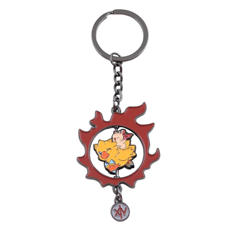 Game FF14 Chocobo Moogle Rotating Cosplay Keychain Acrylic Ornament Key Chain Accessories Keyring Backpack Pendant Jewelry Prop