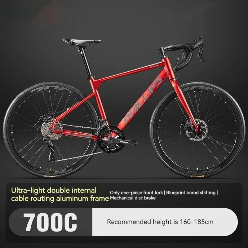 700C*28C drop bar road bike double disc brake Road Racing Bicycle aluminum frame 27 speed gravel bike adult men's city bicicleta